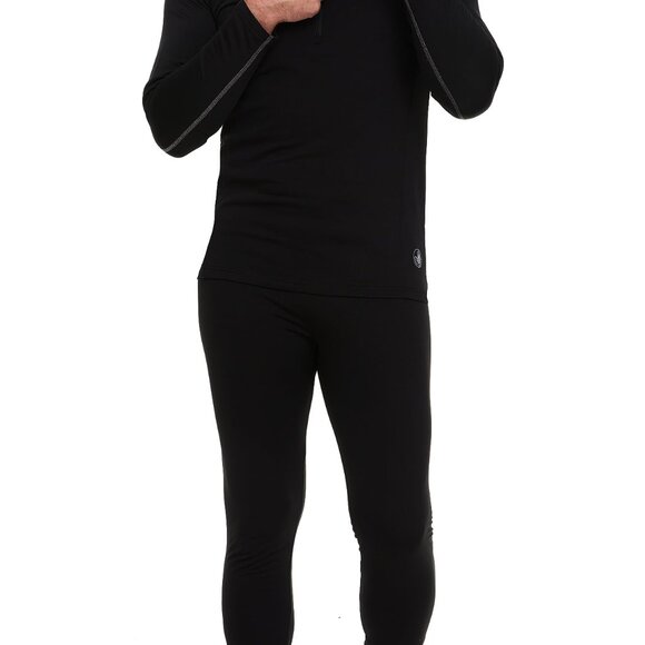 Fleece Lined Thermal Base Layer Set Slim Fit Stretch Winter Sports Essential